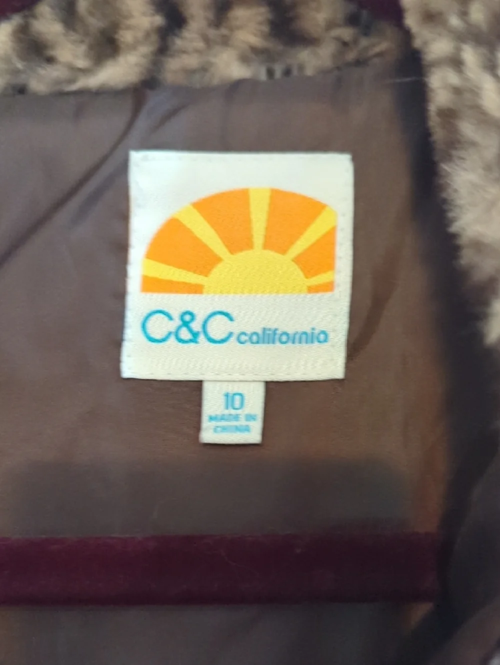 C&C California Faux Fur Leopard-Print Vest in Brown and Tan Size 10